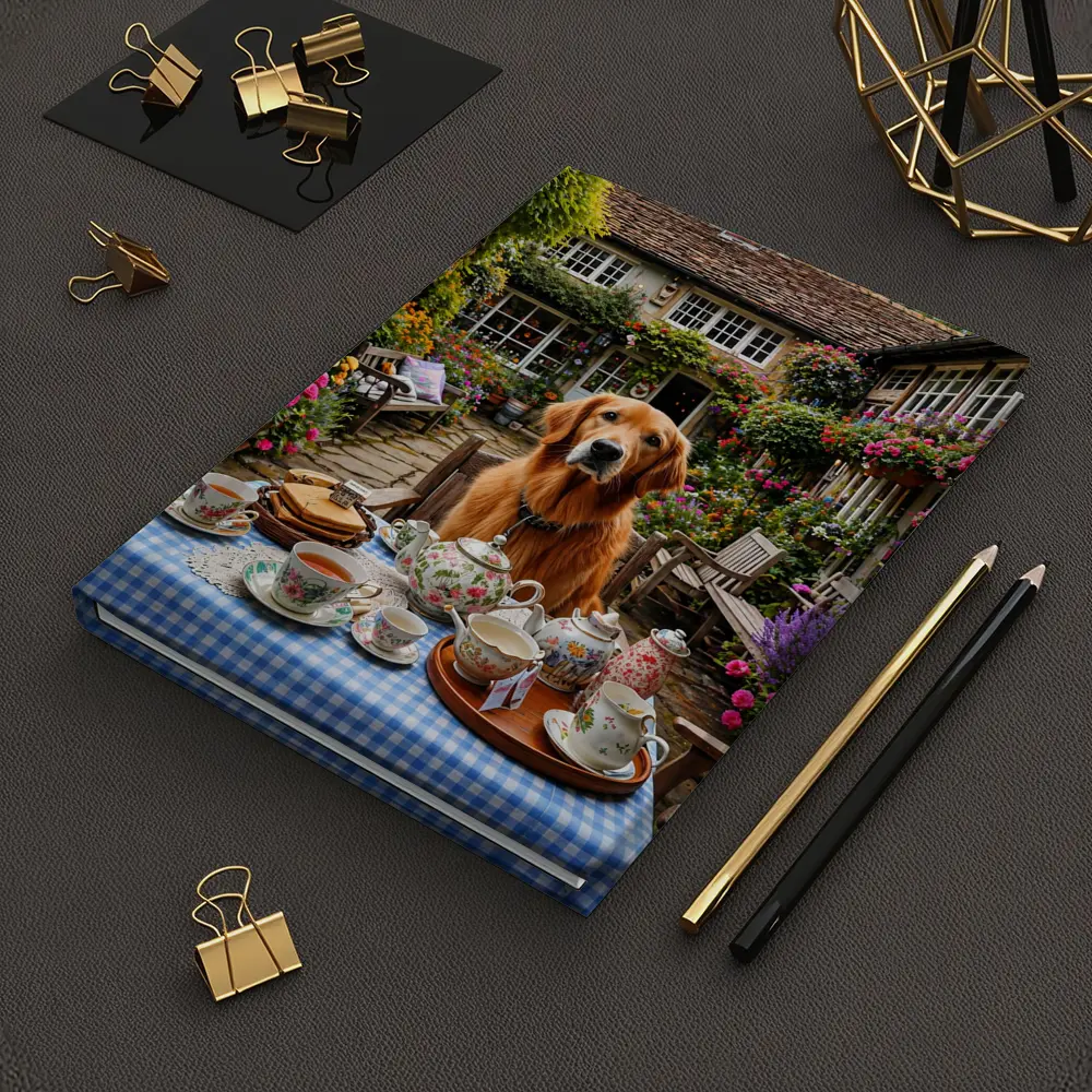 Golden Retriever Afternoon Tea Cottage Garden – Notebooks