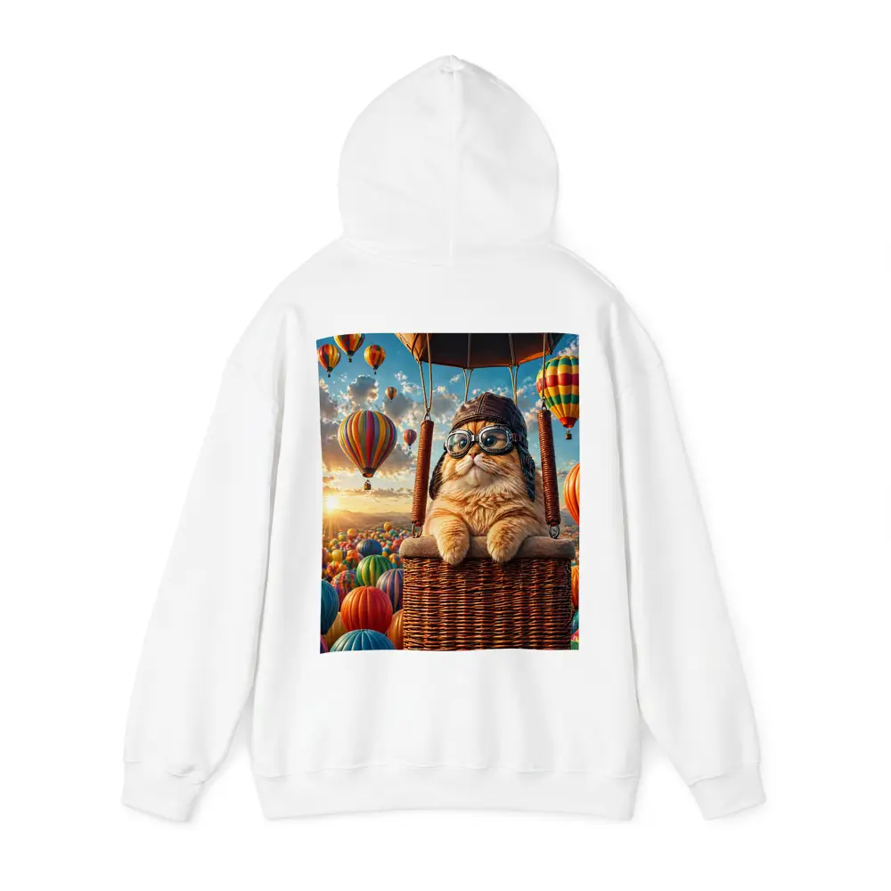 Orange Cat Pilot Hot Air Balloon Sky – Hoodies