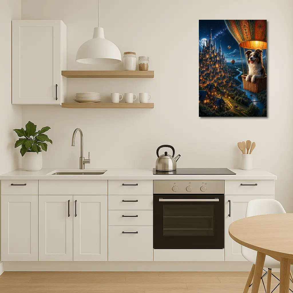 Border Collie Hot Air Balloon Fantasy Castle – Wall Art