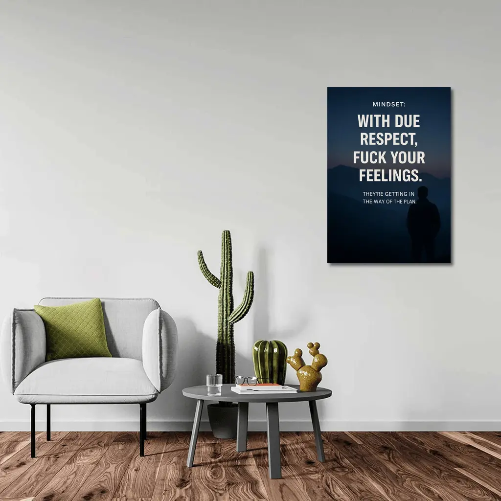 Mindset Discipline Quote Dark Mountain Silhouette – Wall Art