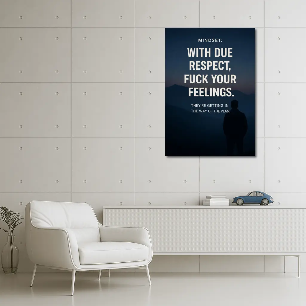 Mindset Discipline Quote Dark Mountain Silhouette – Wall Art