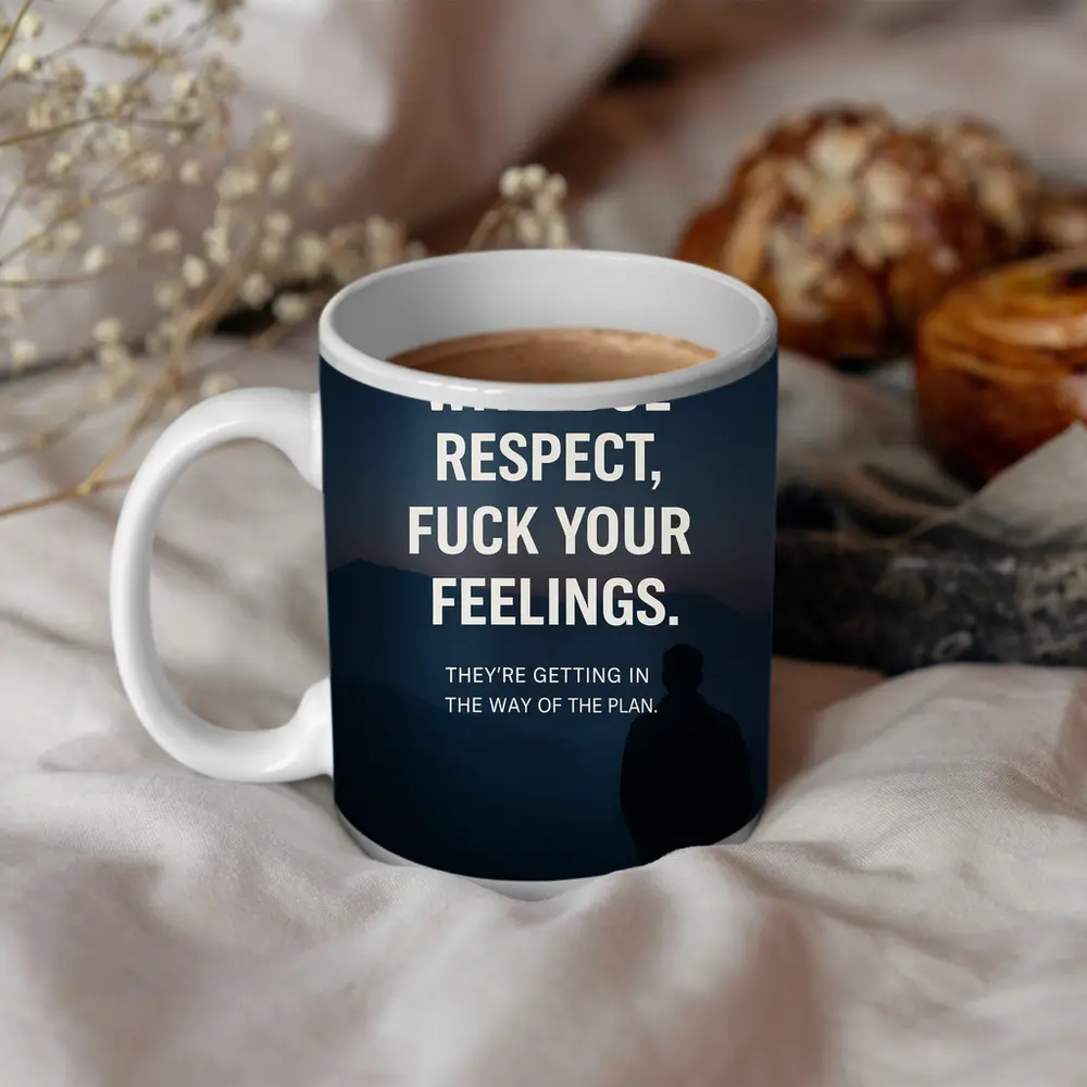 Mindset Discipline Quote Dark Mountain Silhouette – Mugs