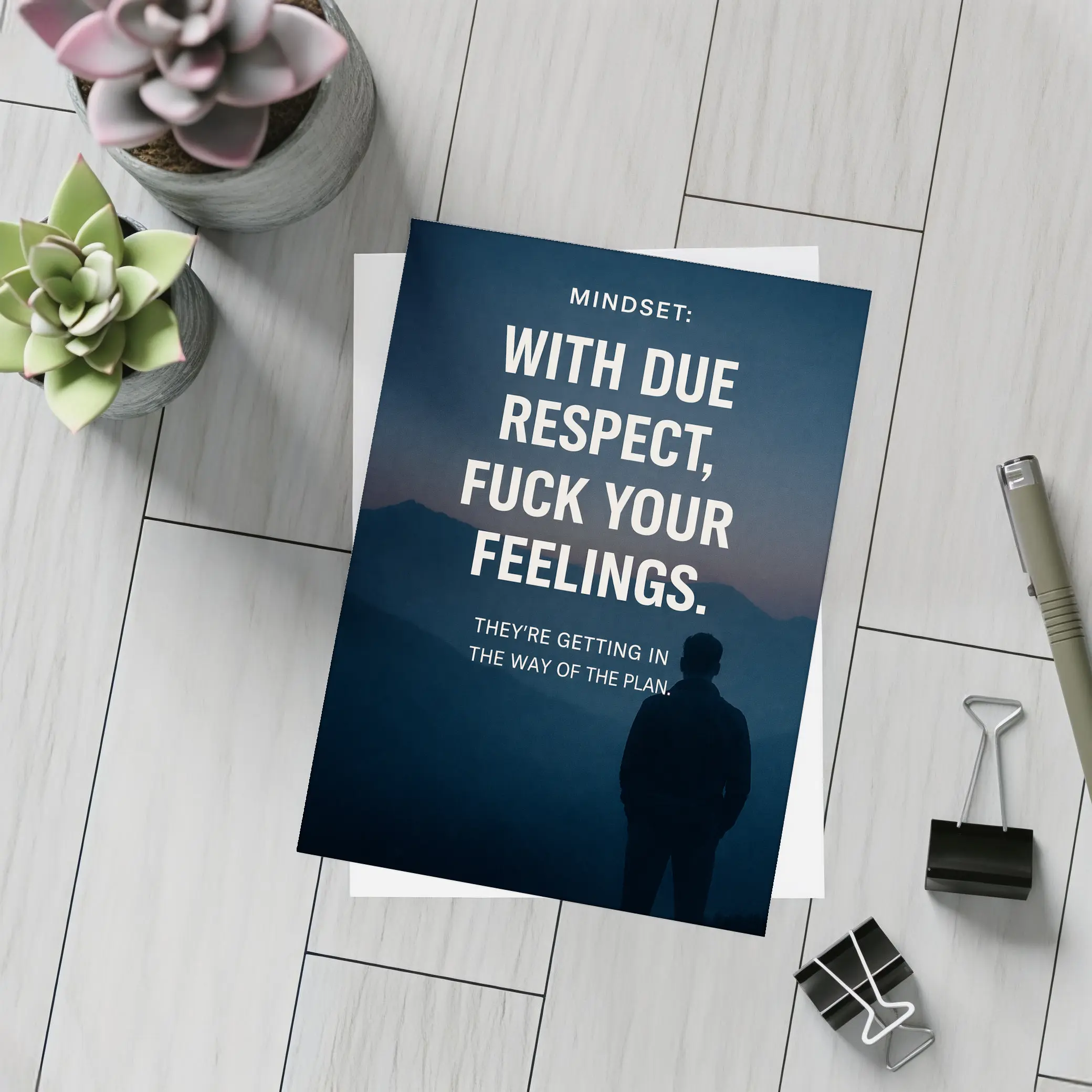 Mindset Discipline Quote Dark Mountain Silhouette – Postcards