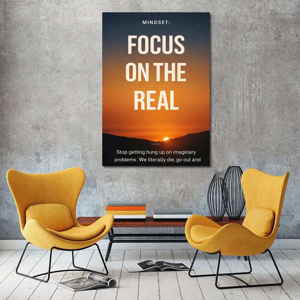 Focus On The Real Mindset Sunset Quote – Wall Art