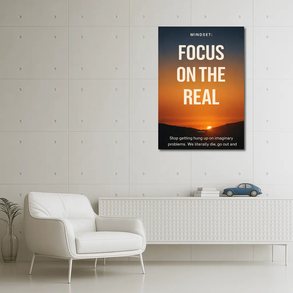 Focus On The Real Mindset Sunset Quote – Wall Art