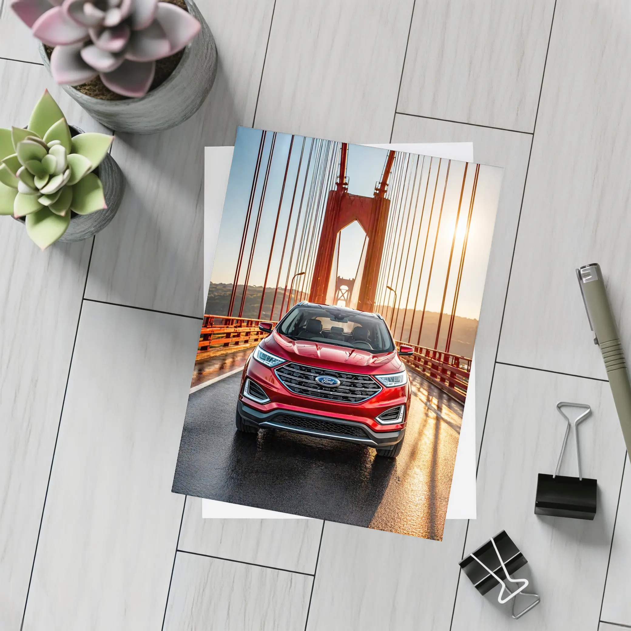 Ford Edge SUV on Golden Gate Bridge – Postcards
