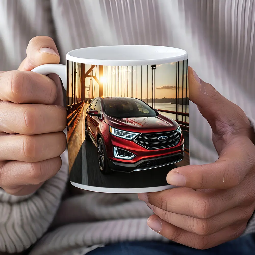 Ford Edge SUV Crossing Sunset Bridge – Mugs