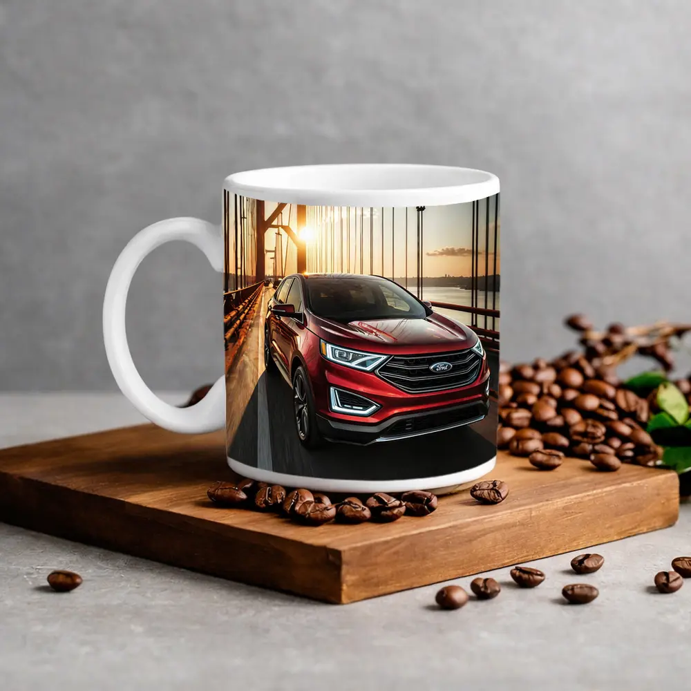 Ford Edge SUV Crossing Sunset Bridge – Mugs