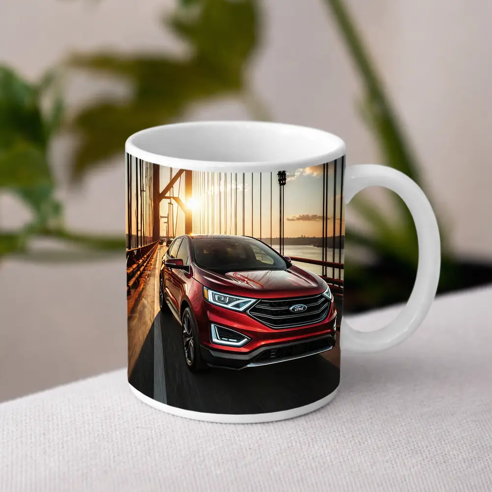 Ford Edge SUV Crossing Sunset Bridge – Mugs