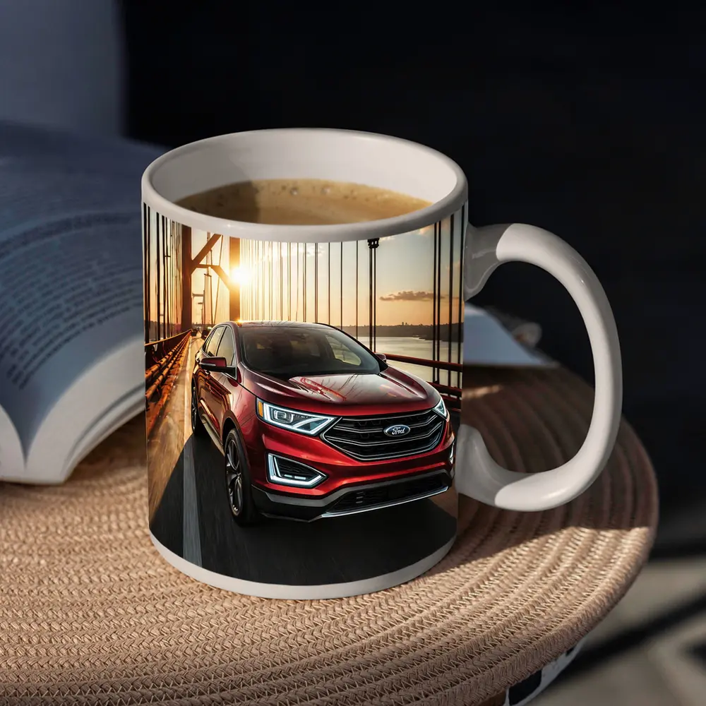 Ford Edge SUV Crossing Sunset Bridge – Mugs