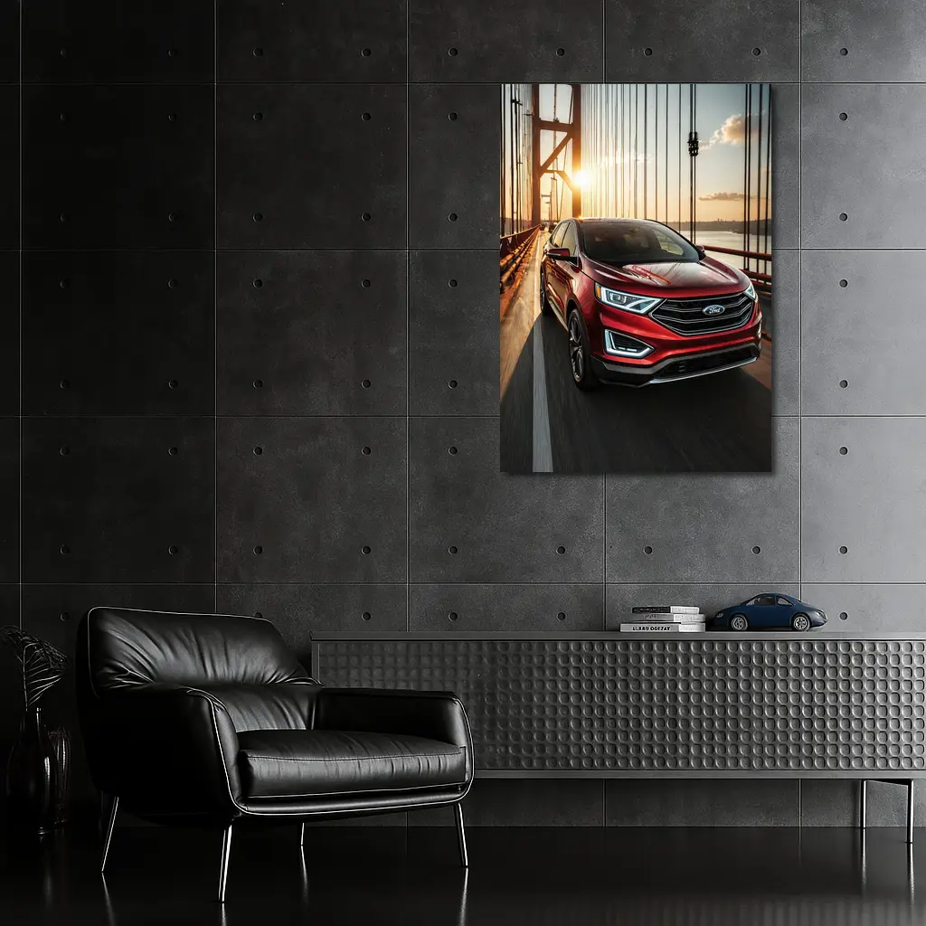 Ford Edge SUV Crossing Sunset Bridge – Wall Art