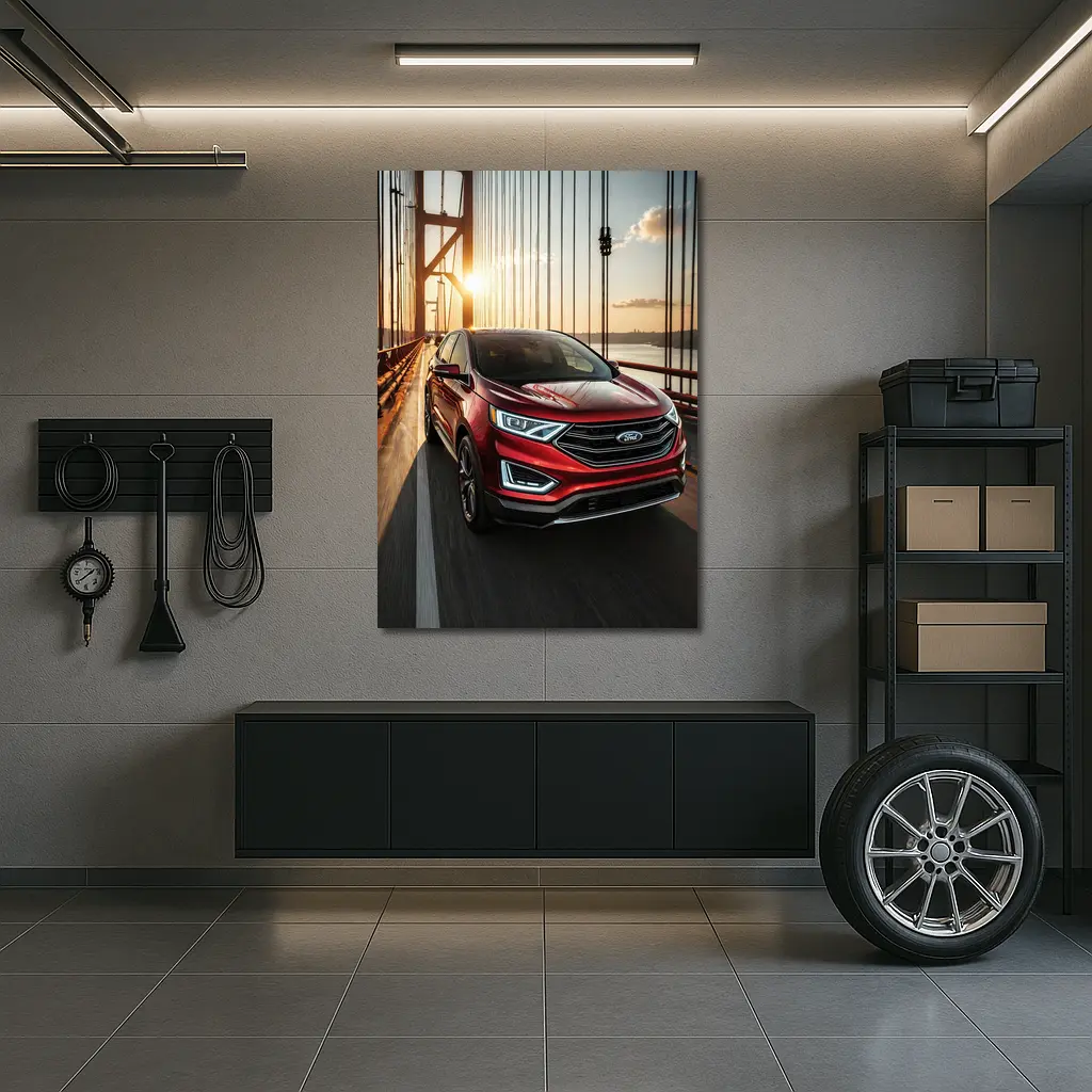 Ford Edge SUV Crossing Sunset Bridge – Wall Art
