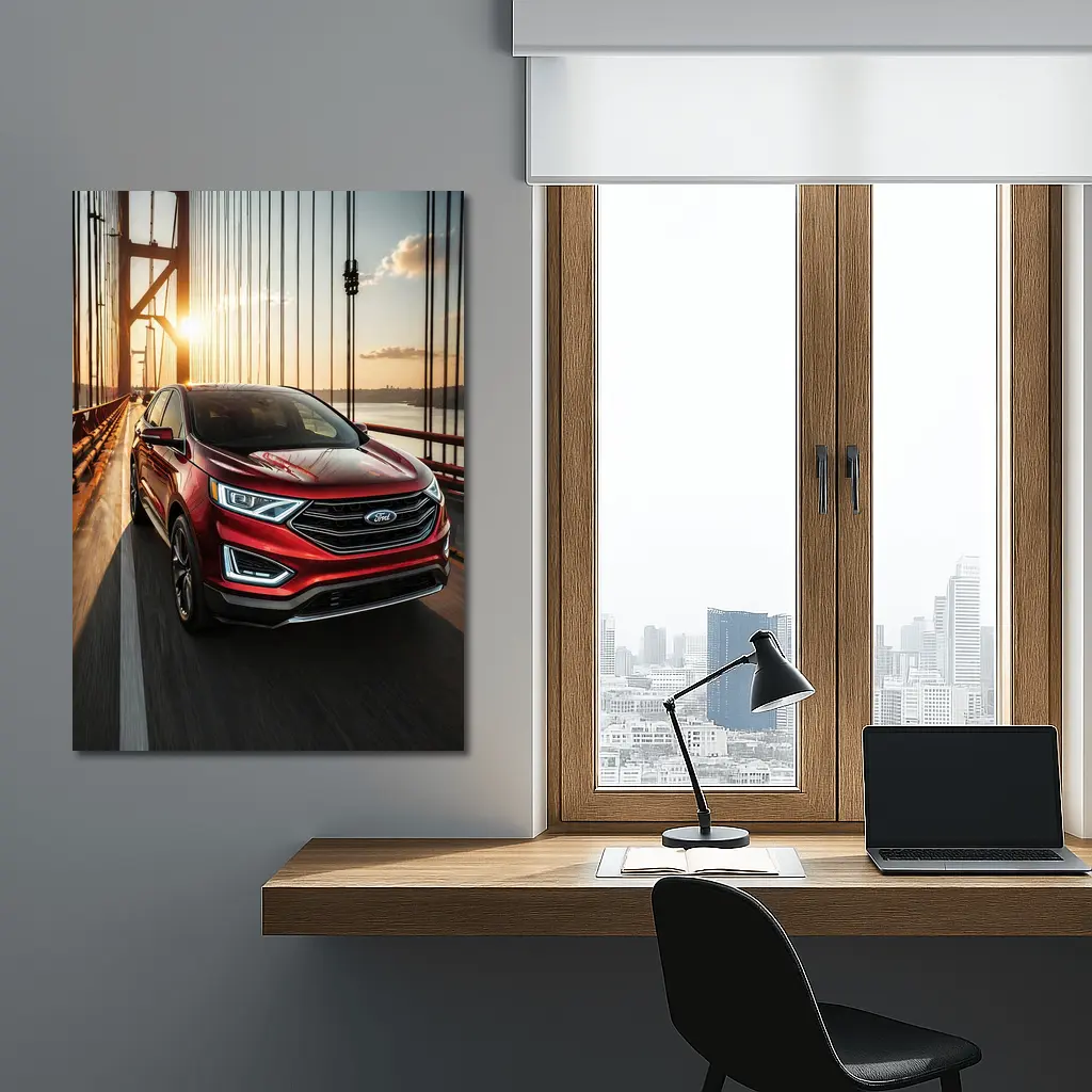 Ford Edge SUV Crossing Sunset Bridge – Wall Art