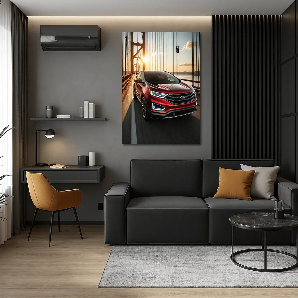 Ford Edge SUV Crossing Sunset Bridge – Wall Art