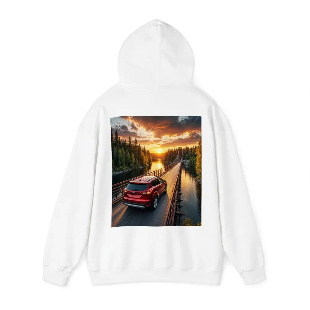 Ford Escape Red SUV Bridge Sunset – Hoodies