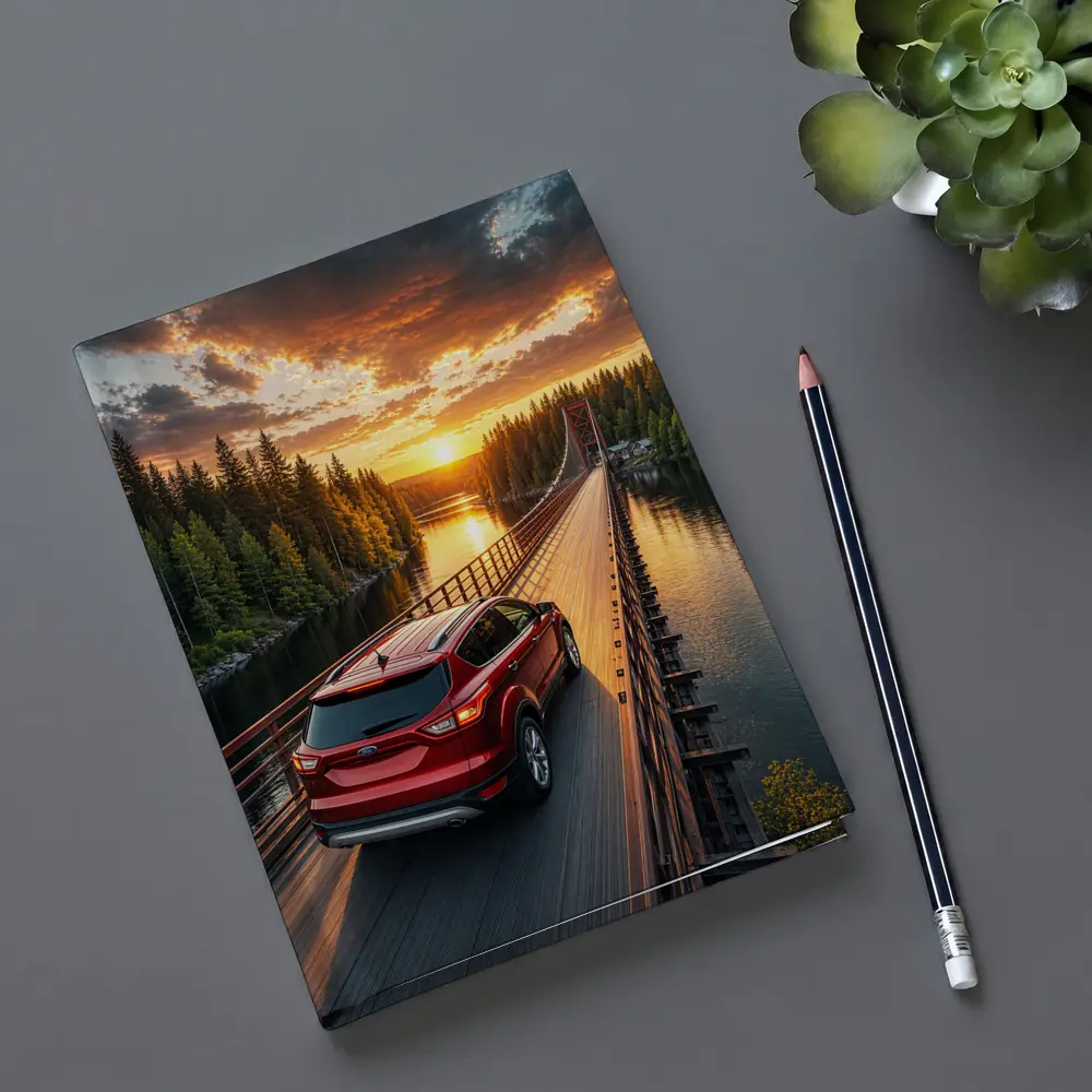 Ford Escape Red SUV Bridge Sunset – Notebooks