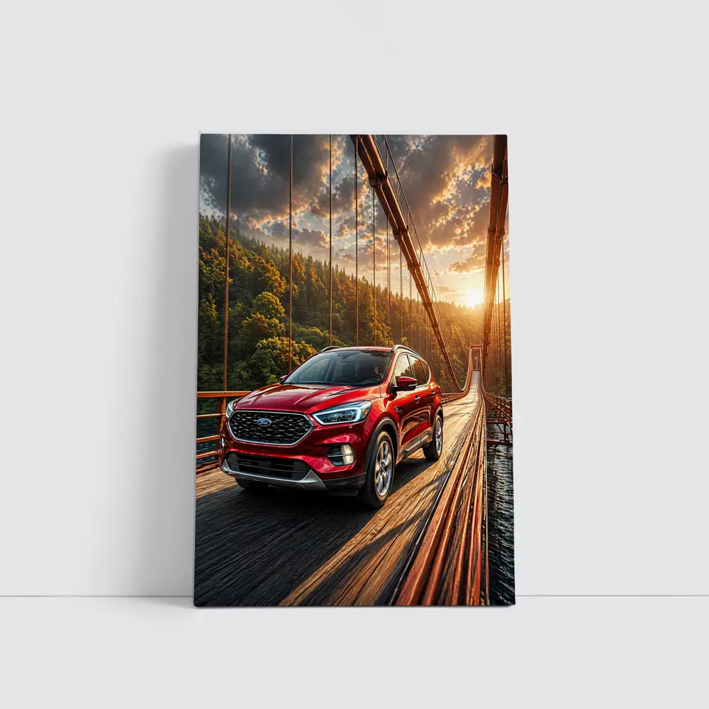 Ford Escape Red SUV On Suspension Bridge – Wall Art