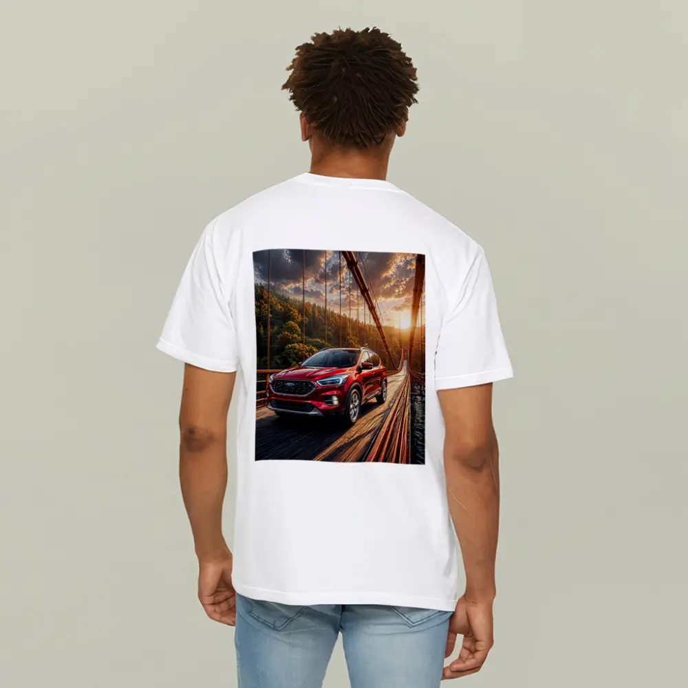Ford Escape Red SUV On Suspension Bridge – T-Shirts