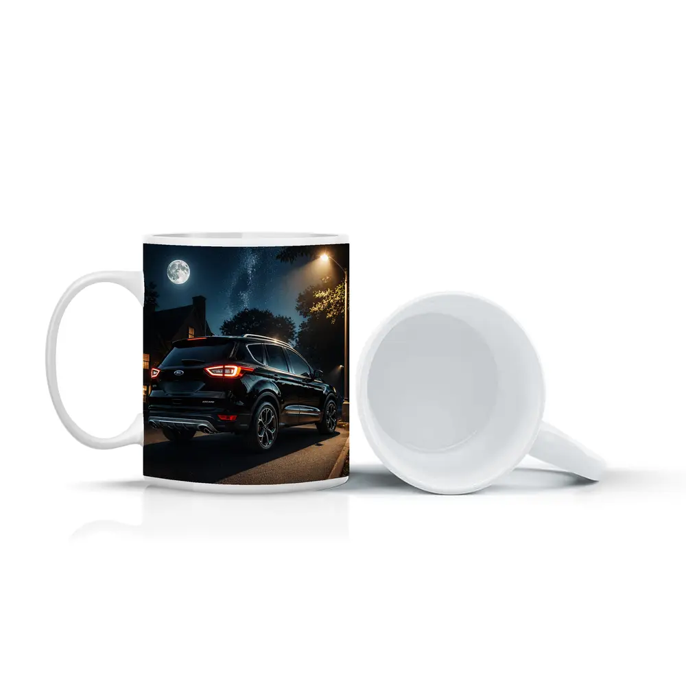 Ford Escape SUV Black Night Moonlit Street – Mugs
