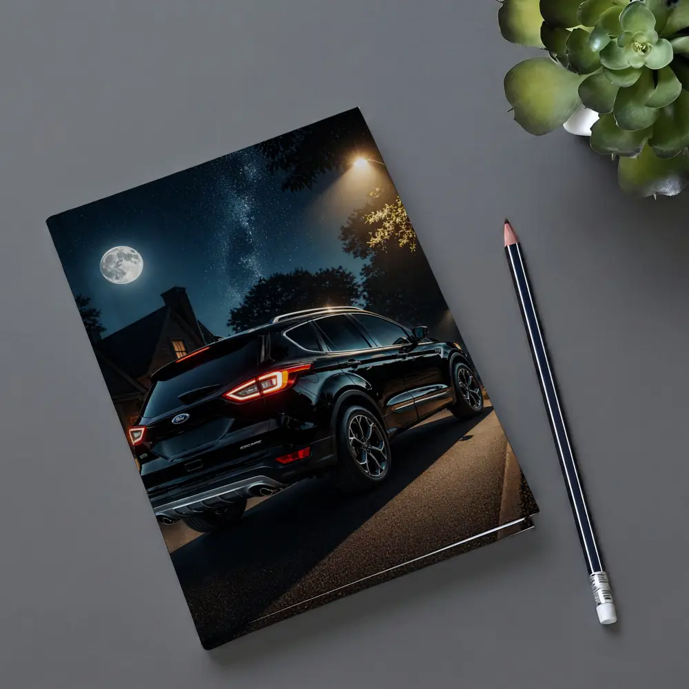 Ford Escape SUV Black Night Moonlit Street – Notebooks