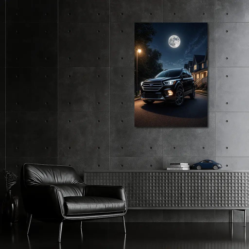 Ford Escape SUV Moonlit Suburban Night – Wall Art