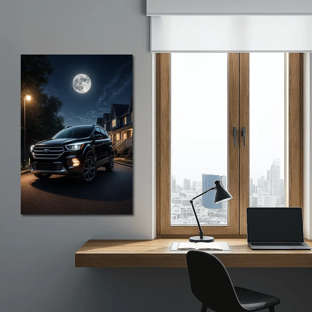 Ford Escape SUV Moonlit Suburban Night – Wall Art