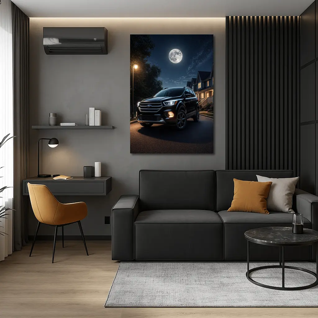 Ford Escape SUV Moonlit Suburban Night – Wall Art