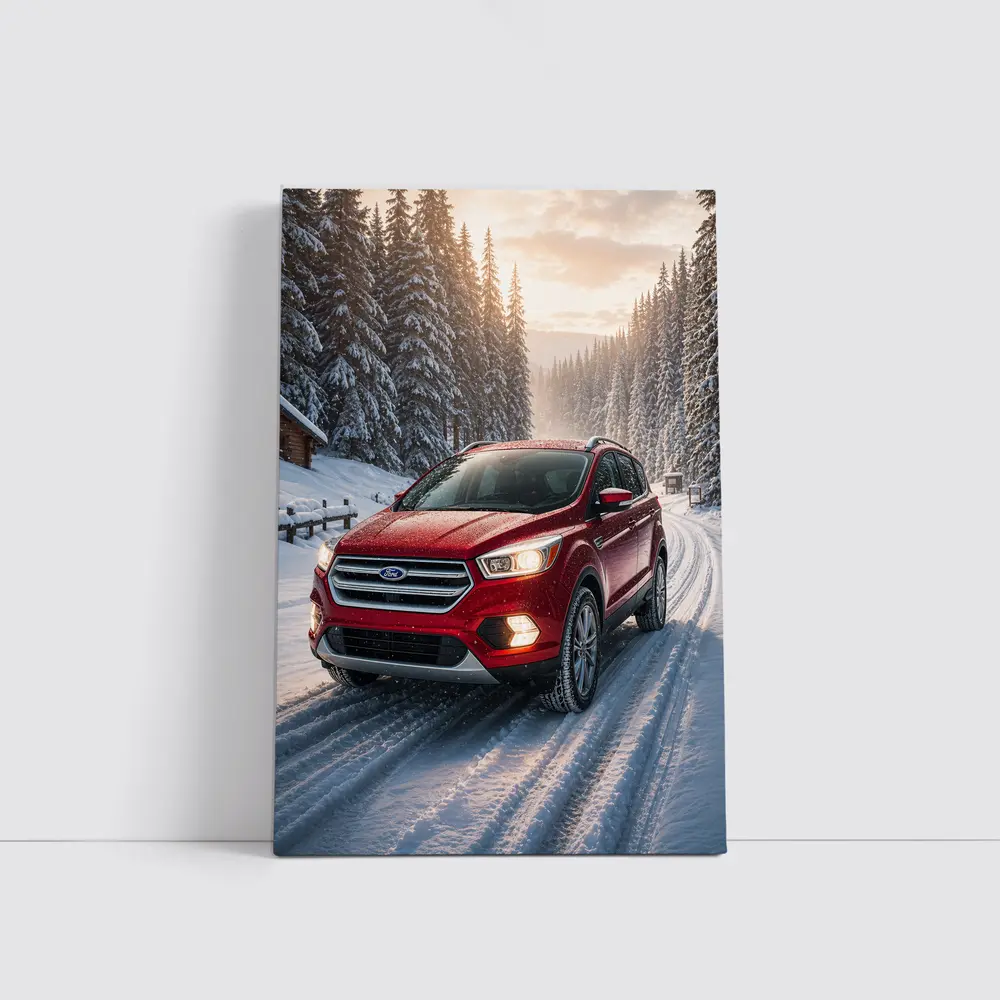Ford Escape SUV on Snowy Winter Road – Wall Art