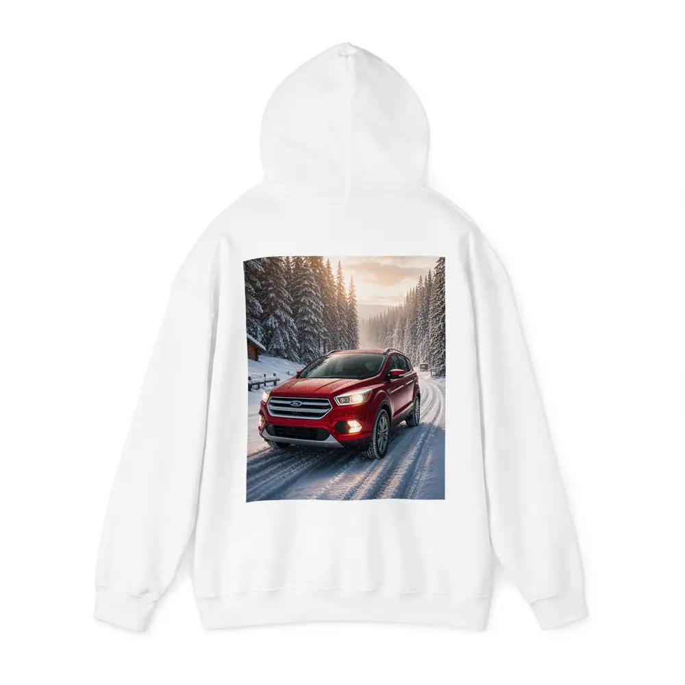 Ford Escape SUV on Snowy Winter Road – Hoodies