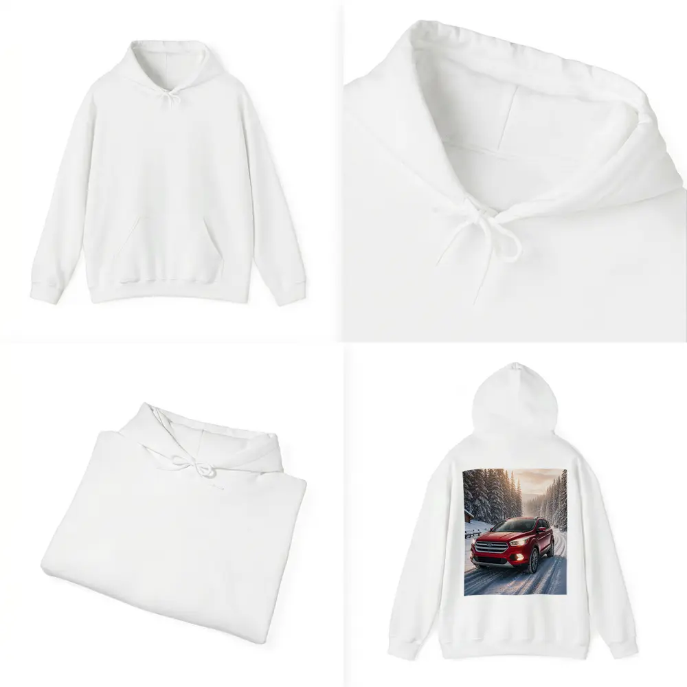 Ford Escape SUV on Snowy Winter Road – Hoodies