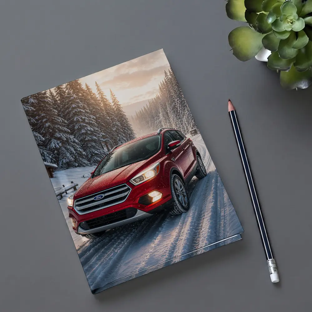 Ford Escape SUV on Snowy Winter Road – Notebooks