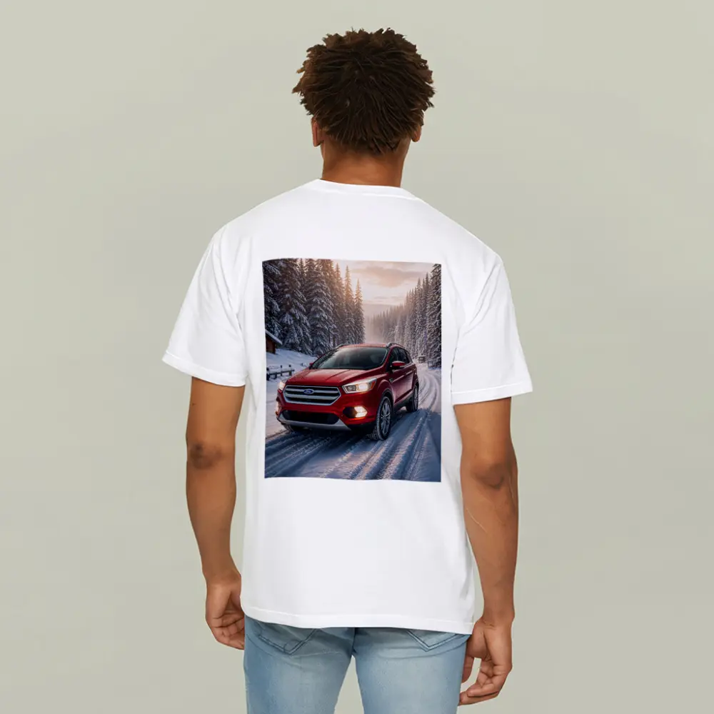 Ford Escape SUV on Snowy Winter Road – T-Shirts