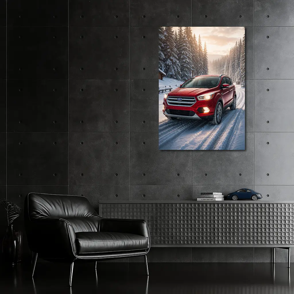 Ford Escape SUV on Snowy Winter Road – Wall Art