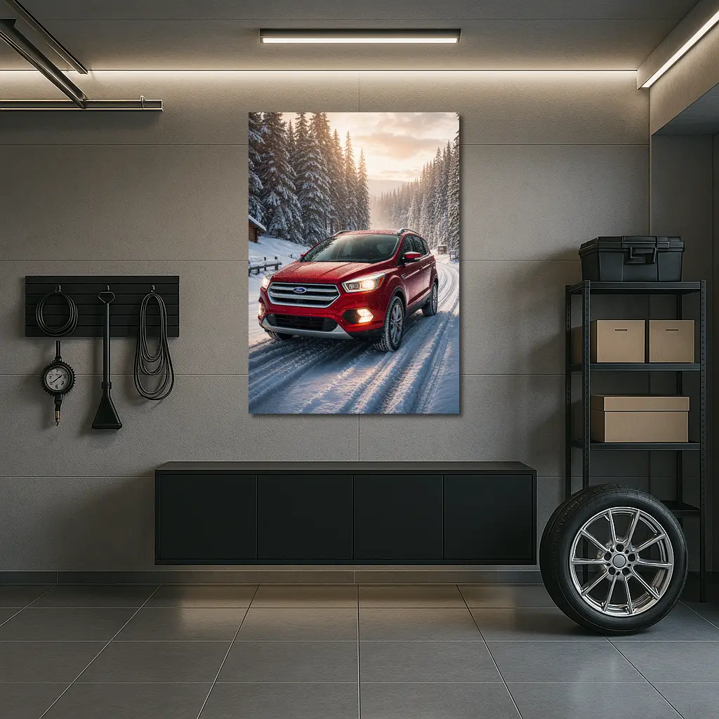 Ford Escape SUV on Snowy Winter Road – Wall Art