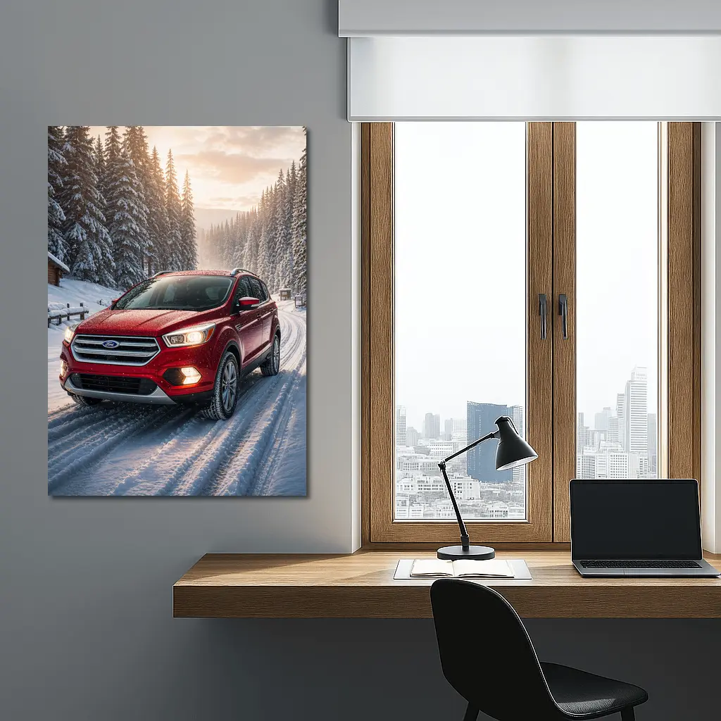 Ford Escape SUV on Snowy Winter Road – Wall Art