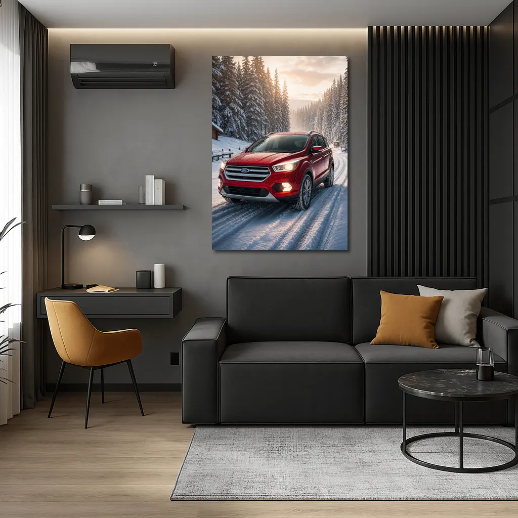 Ford Escape SUV on Snowy Winter Road – Wall Art