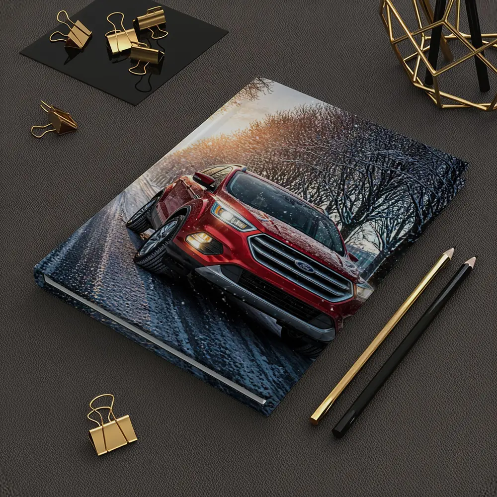 Ford Escape Red SUV Winter Snow Street – Notebooks