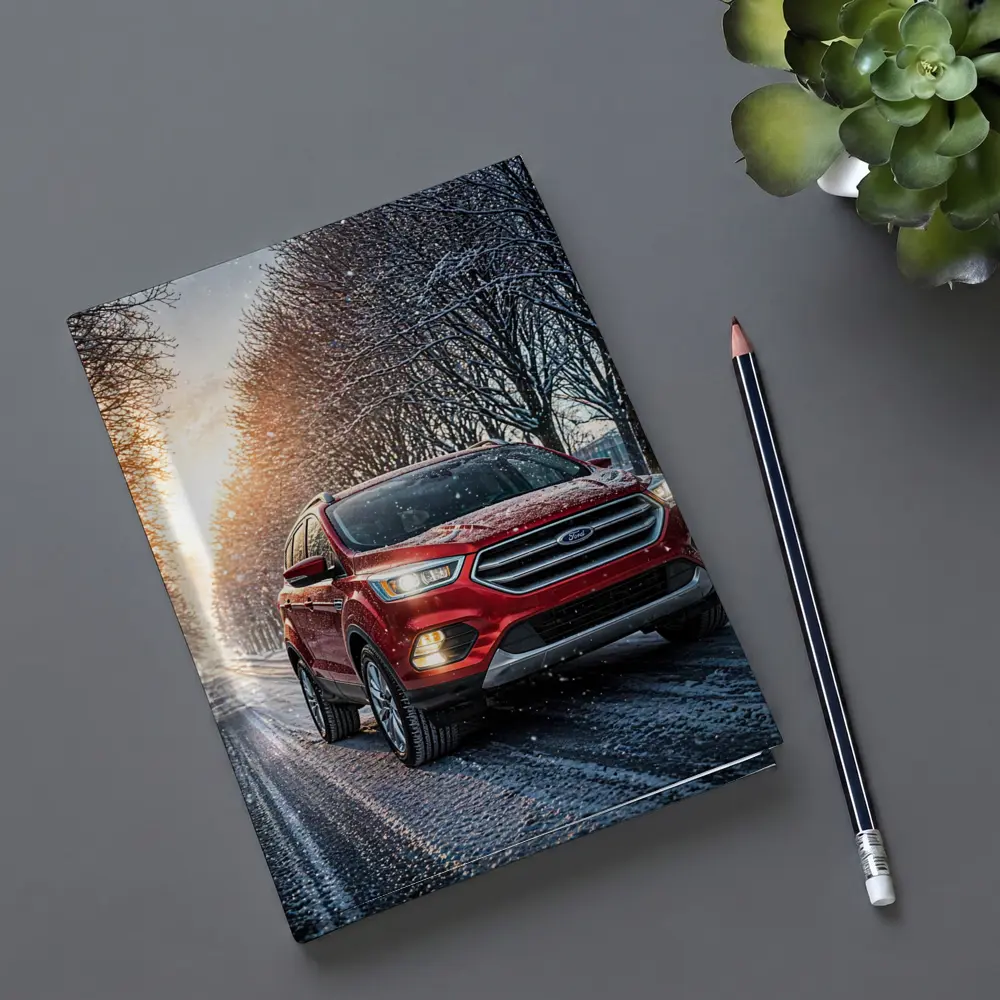 Ford Escape Red SUV Winter Snow Street – Notebooks