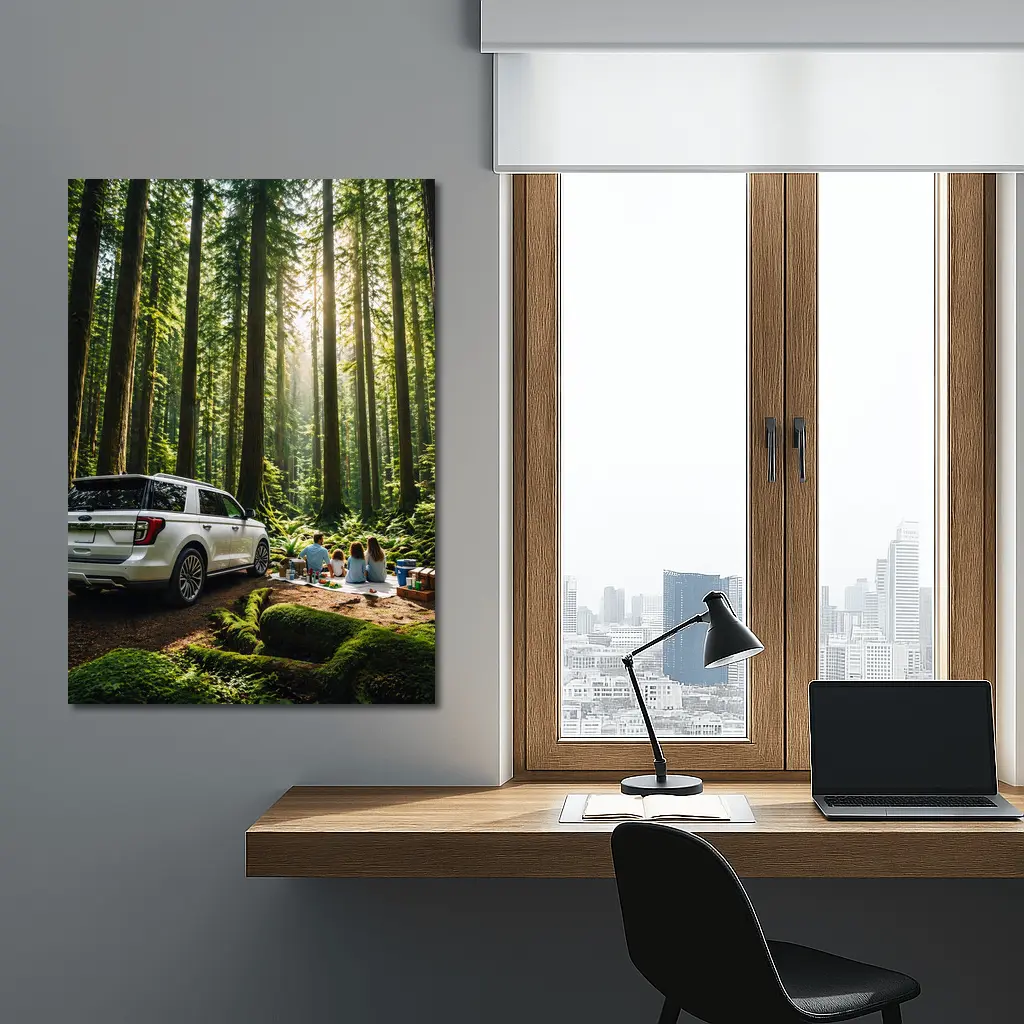 Ford Expedition SUV Forest Family Picnic – Wall Art
