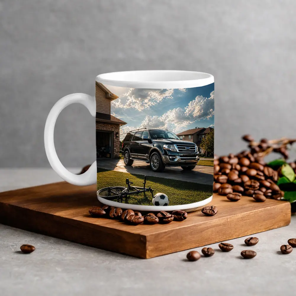 Ford Expedition SUV Suburban Driveway Scene – Mugs