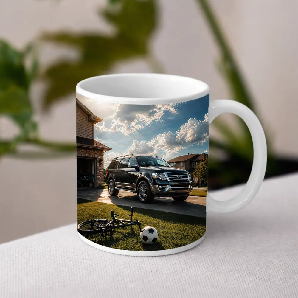 Ford Expedition SUV Suburban Driveway Scene – Mugs
