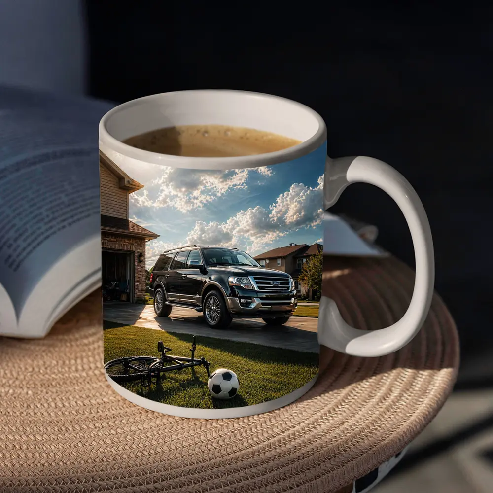 Ford Expedition SUV Suburban Driveway Scene – Mugs