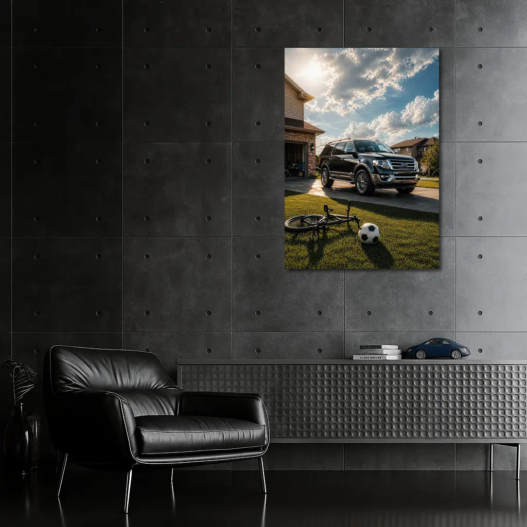 Ford Expedition SUV Suburban Driveway Scene – Wall Art