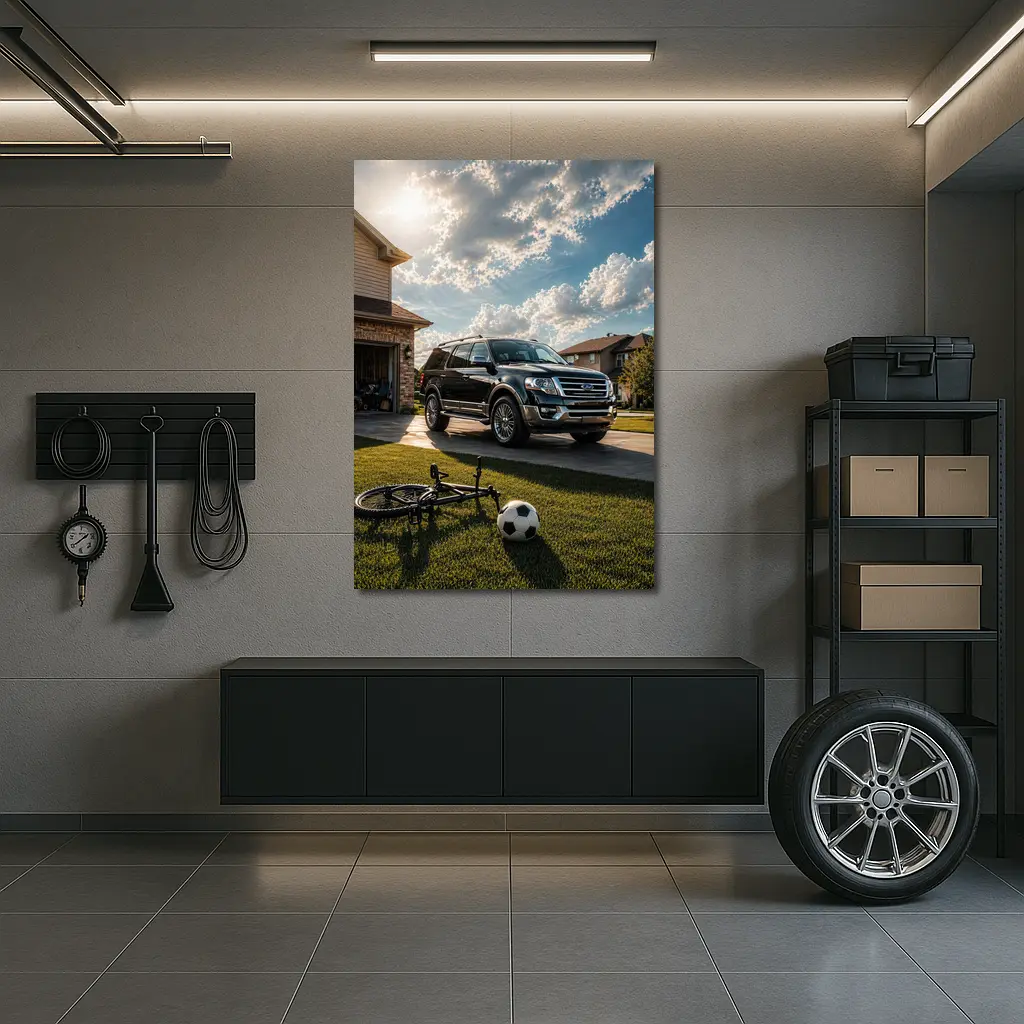 Ford Expedition SUV Suburban Driveway Scene – Wall Art