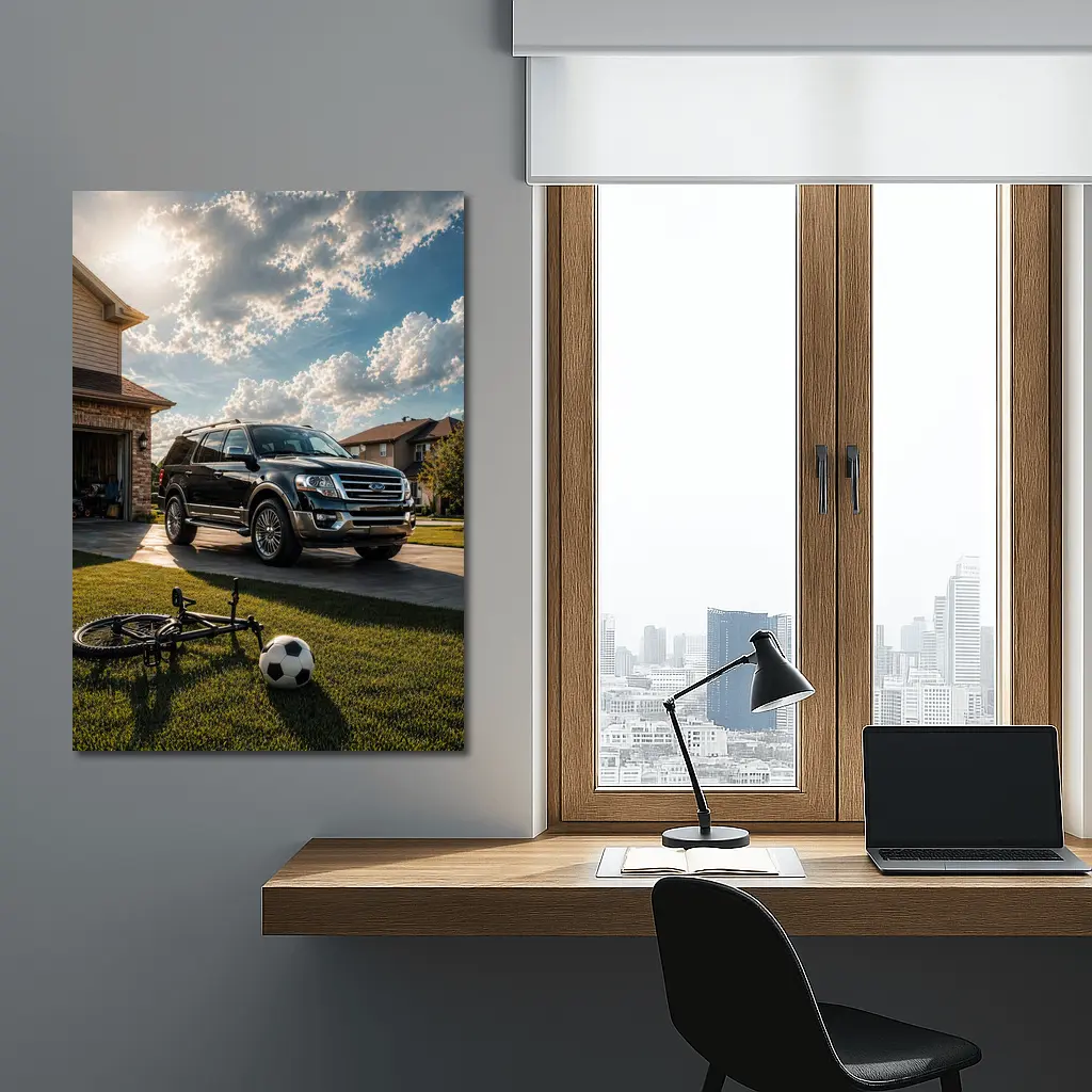 Ford Expedition SUV Suburban Driveway Scene – Wall Art