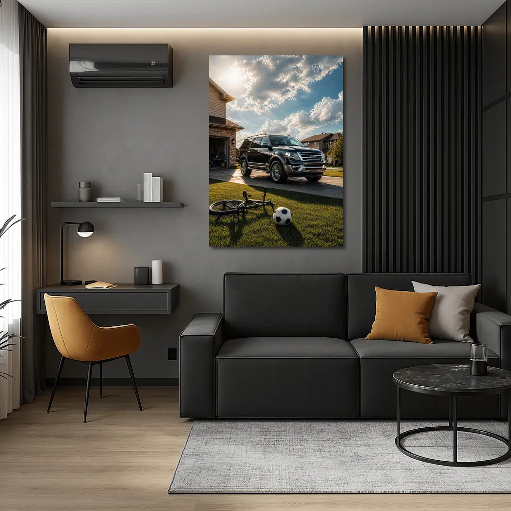 Ford Expedition SUV Suburban Driveway Scene – Wall Art