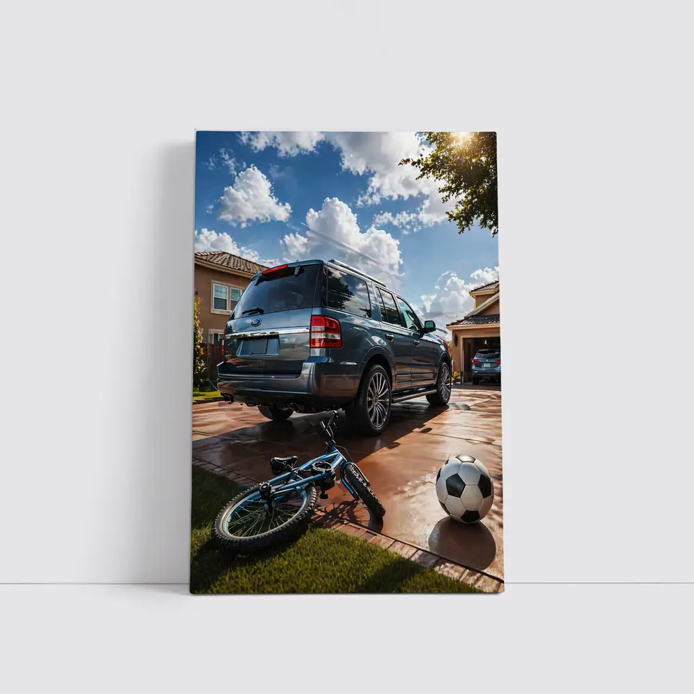 Ford Expedition SUV Suburban Driveway Scene – Wall Art