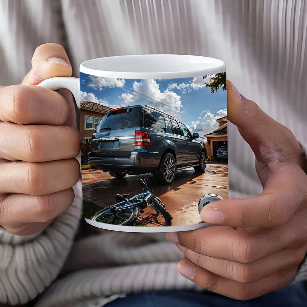 Ford Expedition SUV Suburban Driveway Scene – Mugs