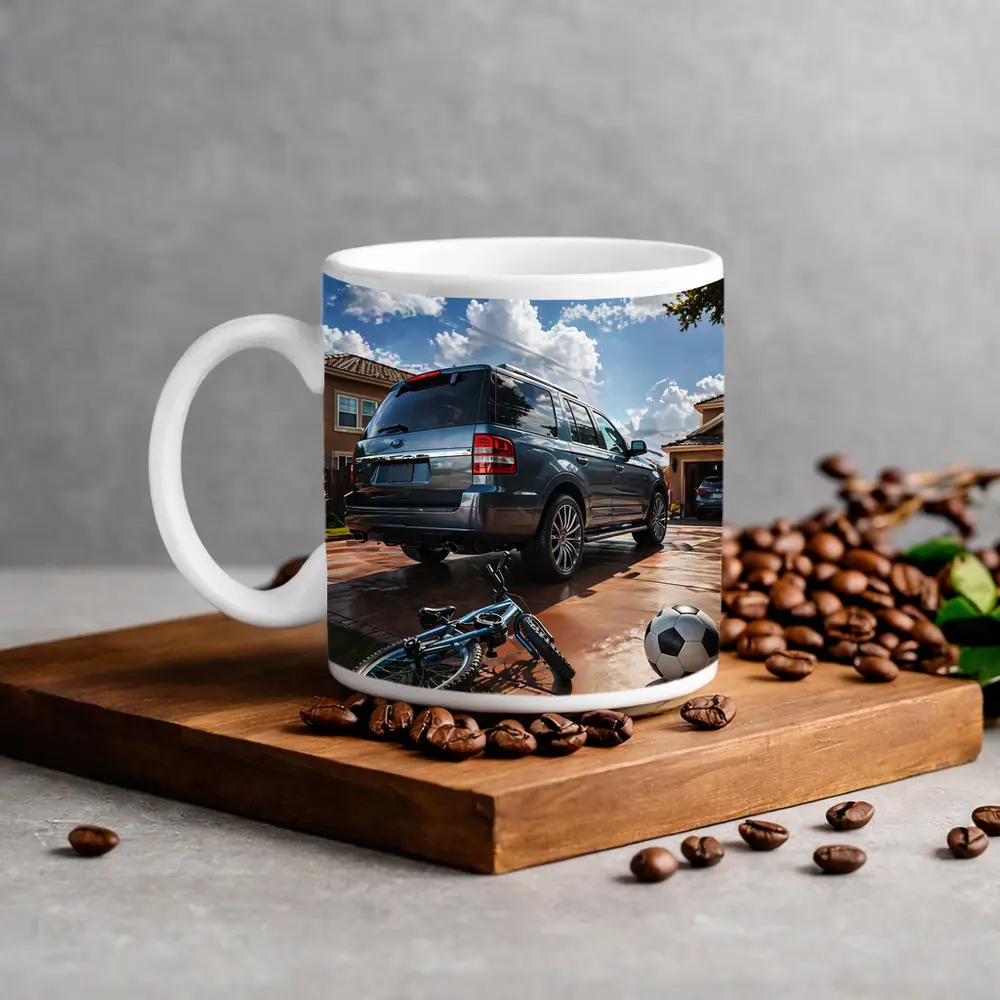 Ford Expedition SUV Suburban Driveway Scene – Mugs