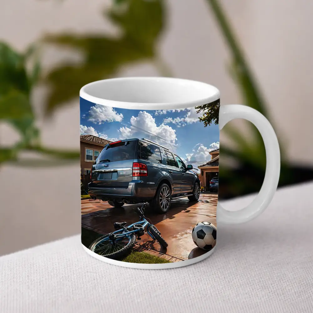 Ford Expedition SUV Suburban Driveway Scene – Mugs